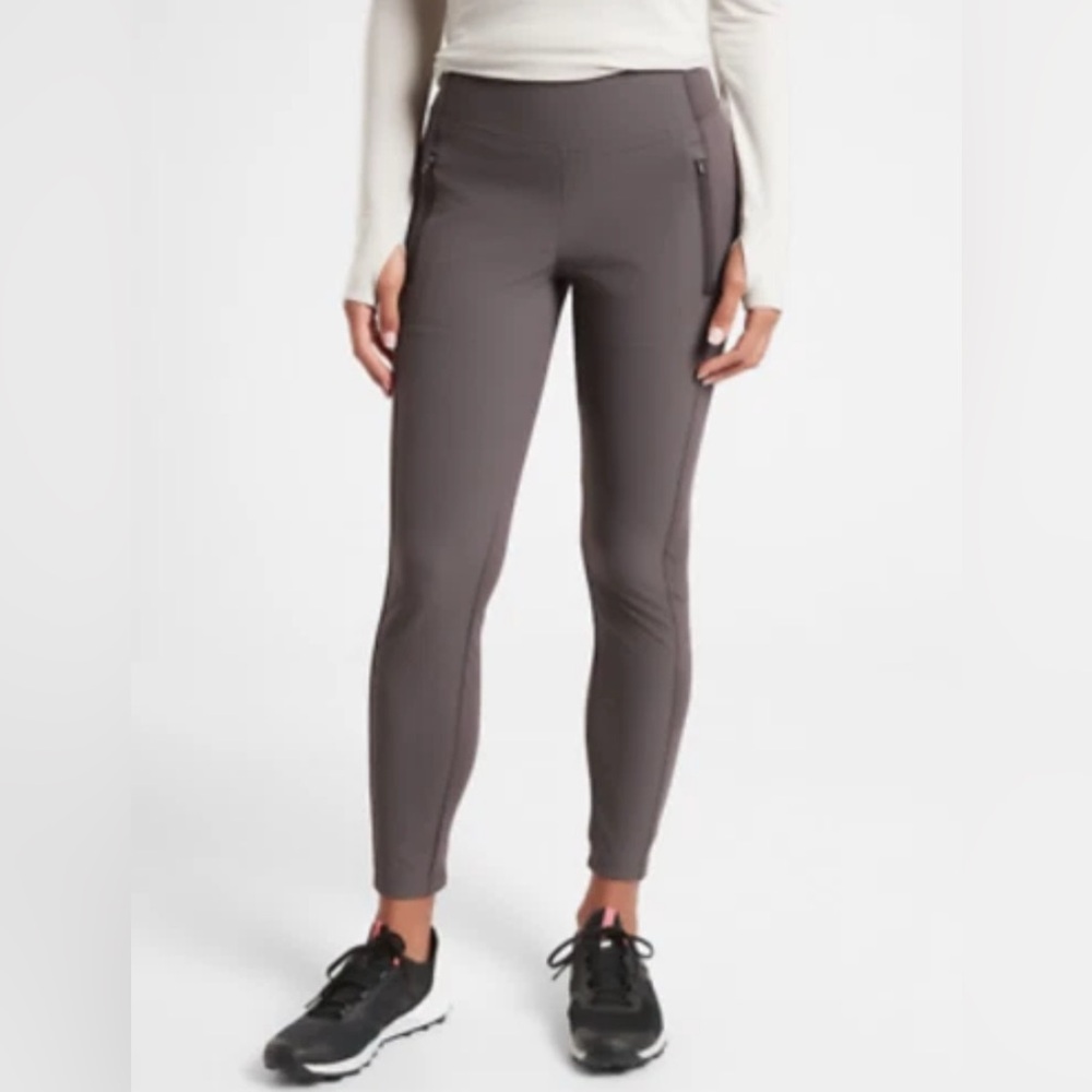 Athleta Headlands Hybrid Tight Pant Taupe Size 2 Joggers Zip Ankle